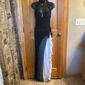Elegant Black and White Evening Dress